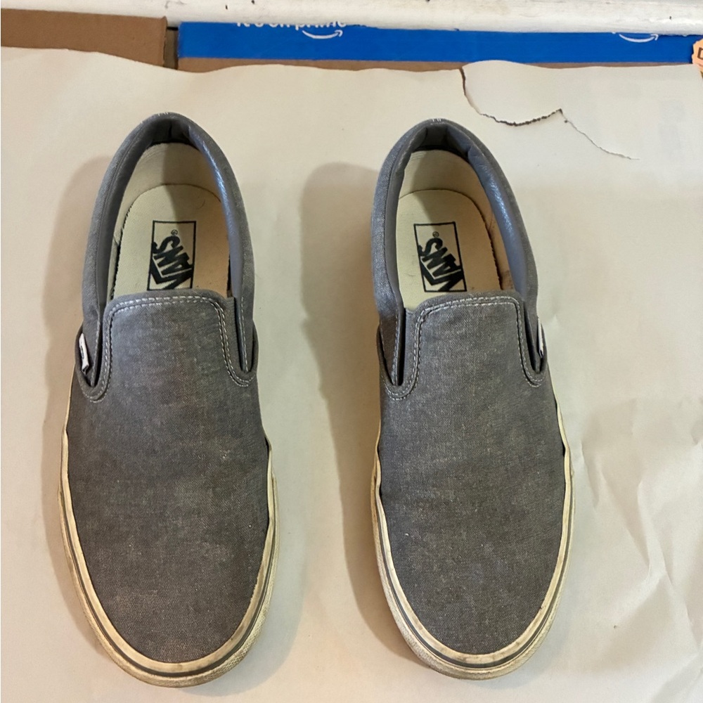 VANS Classic Slip-On Gray Canvas Slip-On Shoes Men's US 9